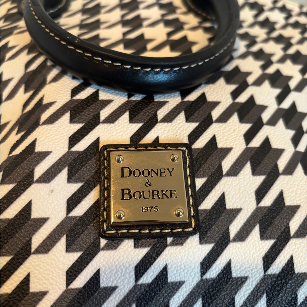 Dooney & Bourke Black and White Houndstooth Satchel - Picture 3 of 6